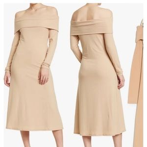 AFRM off the shoulder nude color dress